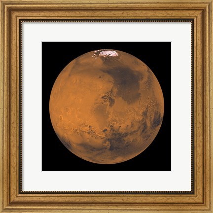 Framed Global Color View of Mars Print