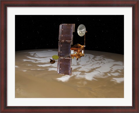 Framed Mars Odyssey Spacecraft Passes Above Mars&#39; South Pole Print