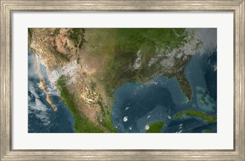Framed View of Southern United States and Mexico Print