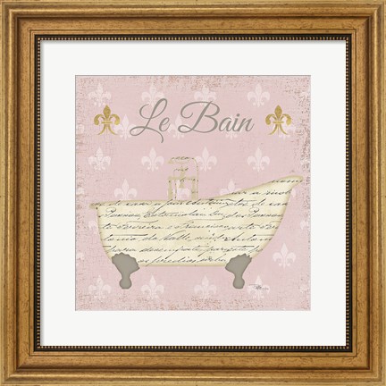 Framed Vintage Bath VI Fleur Pink Print