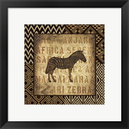 Framed African Wild Zebra Border Print