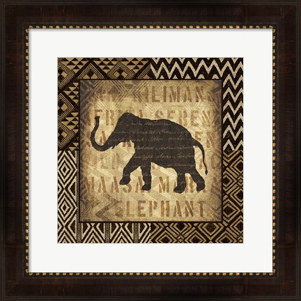 Framed African Wild Elephant Border Print