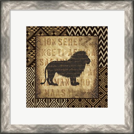 Framed African Wild Lion Border Print