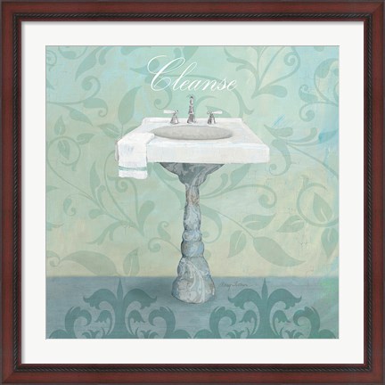 Framed Damask Bath Sink Print