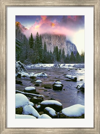 Framed Winter snow, Merced River Print