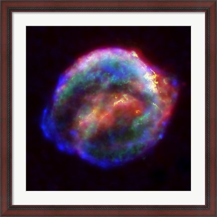 Framed Kepler&#39;s Supernova Remnant In Visible, X-Ray and Infrared Light Print