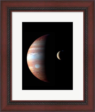 Framed Jupiter and its Volcanic Moon Lo Print