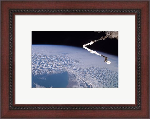 Framed Robotic Canadarm2 above Earth Print