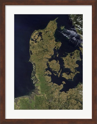 Framed Satellite View of Denmark Print