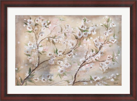 Framed Cherry Blossoms Taupe Landscape Print