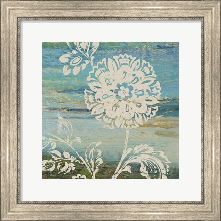 Framed Blue Indigo w/Lace II Print