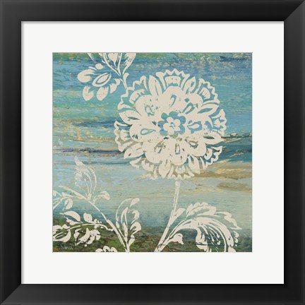 Framed Blue Indigo w/Lace II Print