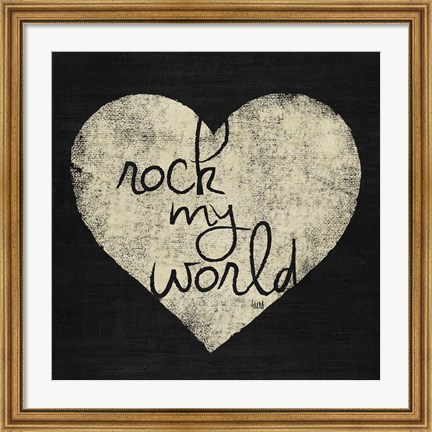 Framed Graffiti Heart Black/Cream I Print