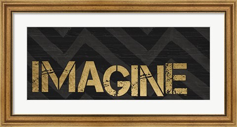 Framed Chevron Sentiments Black/Gold Panel V Print