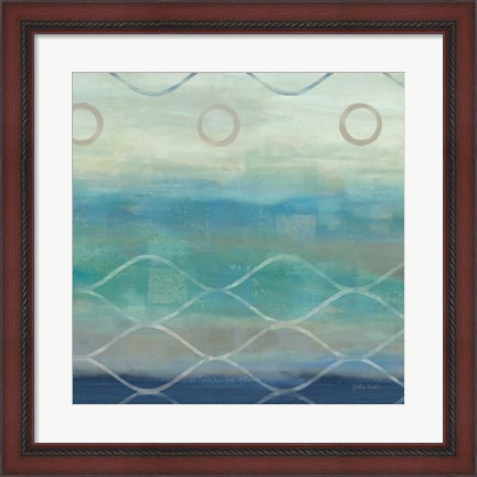 Framed Abstract Waves Blue/Gray II Print