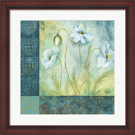 Framed White Poppy Garden I Print