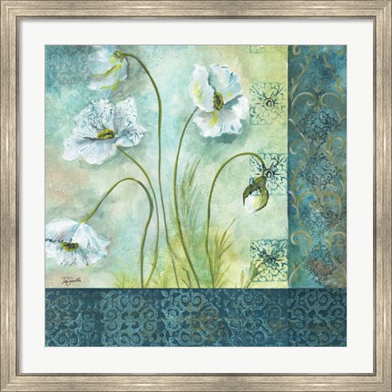 Framed White Poppy Garden II Print