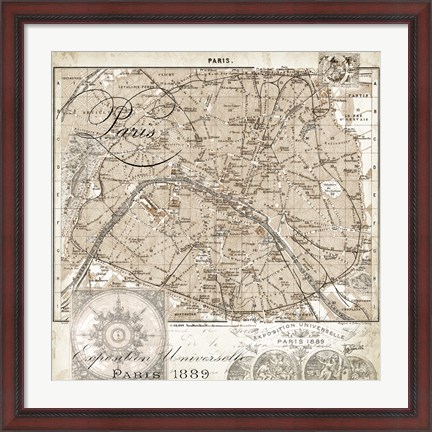 Framed Euro Map I - Paris Print