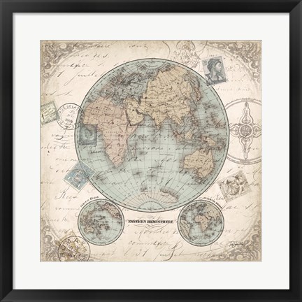 Framed World Hemispheres I Print