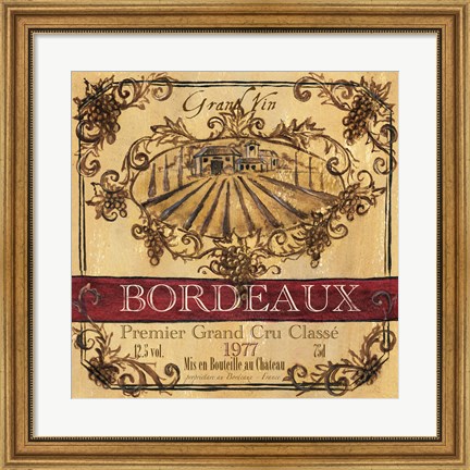 Framed Grand Vin Wine Label III Print