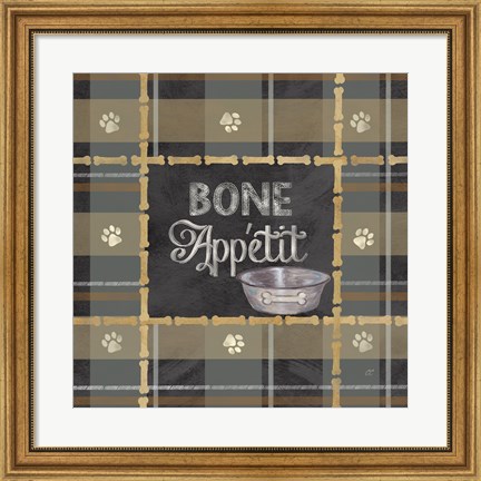 Framed Dog Sentiment Plaid I Print