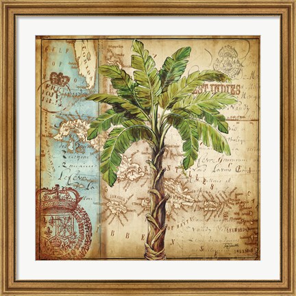 Framed Antique Nautical Palms I Print