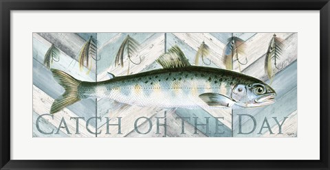 Framed Fishing Sign I Print