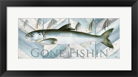 Framed Fishing Sign II Print