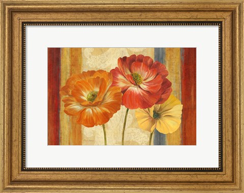 Framed Poppy Tapestry Stripes Landscape Print