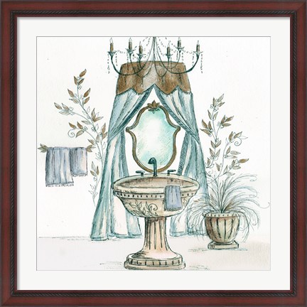 Framed French Bath Sketch II (sink) Print