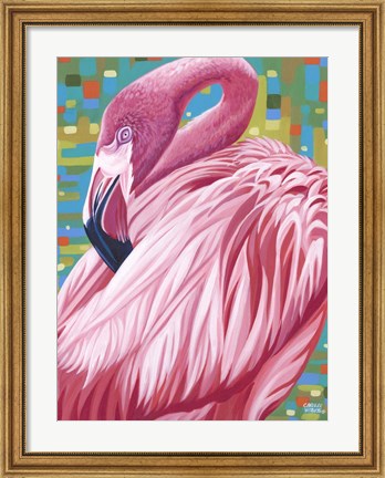 Framed Fabulous Flamingos II Print