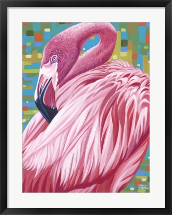 Framed Fabulous Flamingos II Print