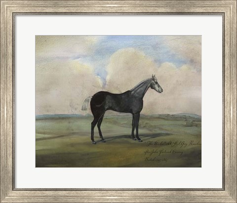 Framed &quot;&quot;The Kicker,&quot;&quot; A Steel Grey Racehorse Print