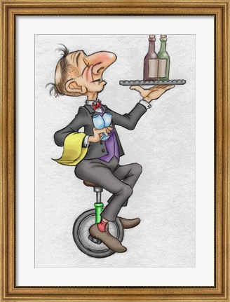 Framed Unicycle Waiter Print