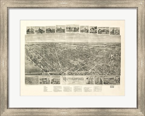 Framed Rutherford, NJ Vintage Map, 1904 Print