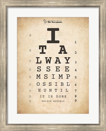 Framed Nelson Mandela Eye Chart II Print