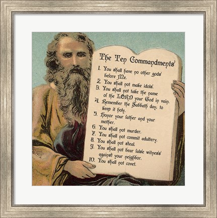 Framed Tablets of the Ten Commandments Print