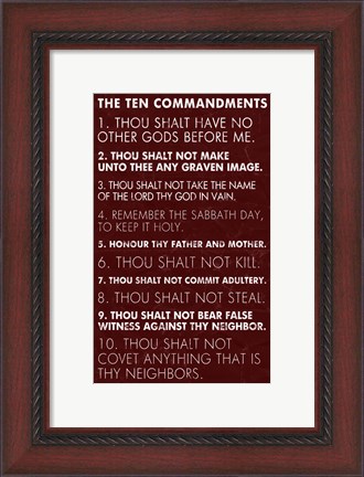 Framed Ten Commandments - Red Grunge Print