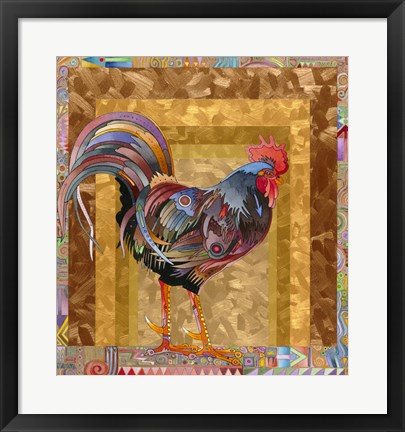 Framed Metallic Rooster Print