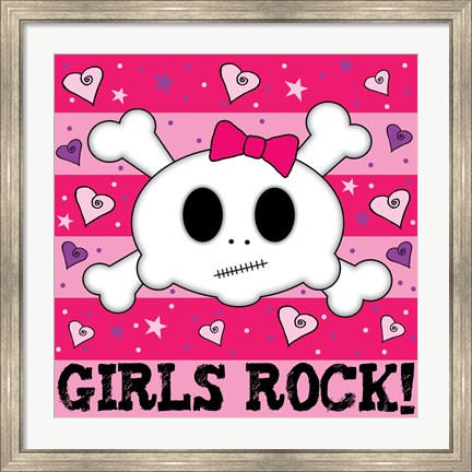 Framed Girls Rock- Skull Print