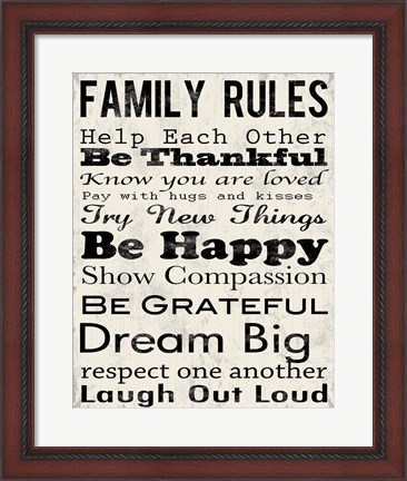 Framed Family Rules 3 Print