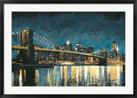 Framed Bright City Lights Blue I Print