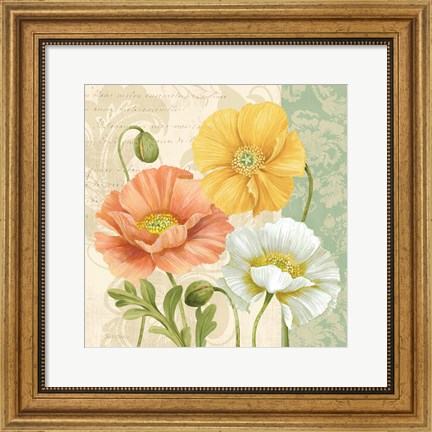 Framed Pastel Poppies Multi II Print