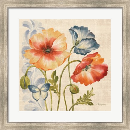 Framed Watercolor Poppies Multi I Print