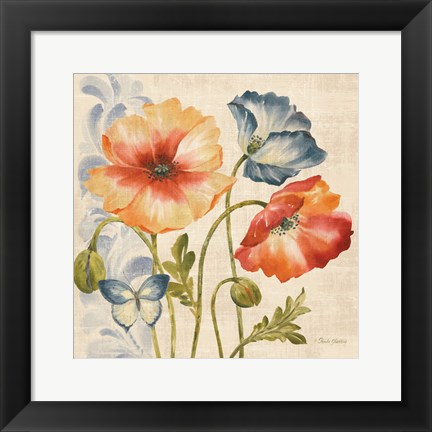 Framed Watercolor Poppies Multi I Print