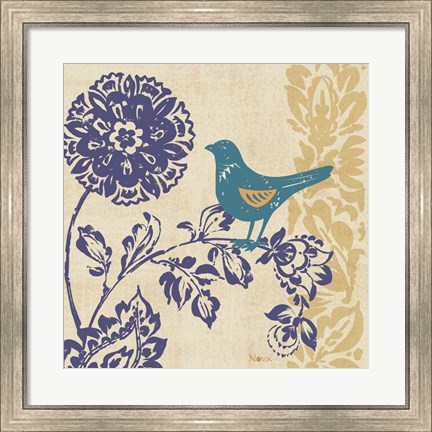 Framed Blue Indigo Bird II Print