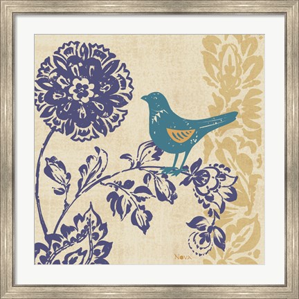 Framed Blue Indigo Bird II Print