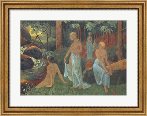 Framed Bathers With White Veils Print