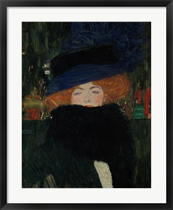 Framed Lady With Hat And Feather Boa, 1909 Print