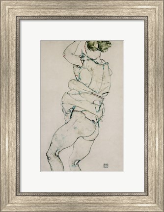 Framed Standing Semi-Nude With Raised Left Arm, 1914 Print